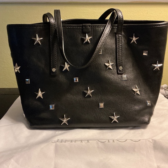 Jimmy Choo Calfskin Sasha Mini Star & Square Studded Tote - Picture 1 of 9